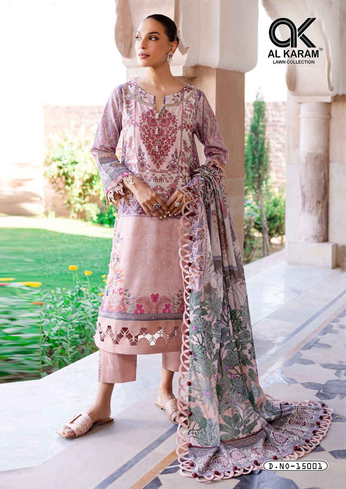 Al Karam Kesariya Vol 15 Cambric Cotton Dress Material 6 pcs Catalogue
