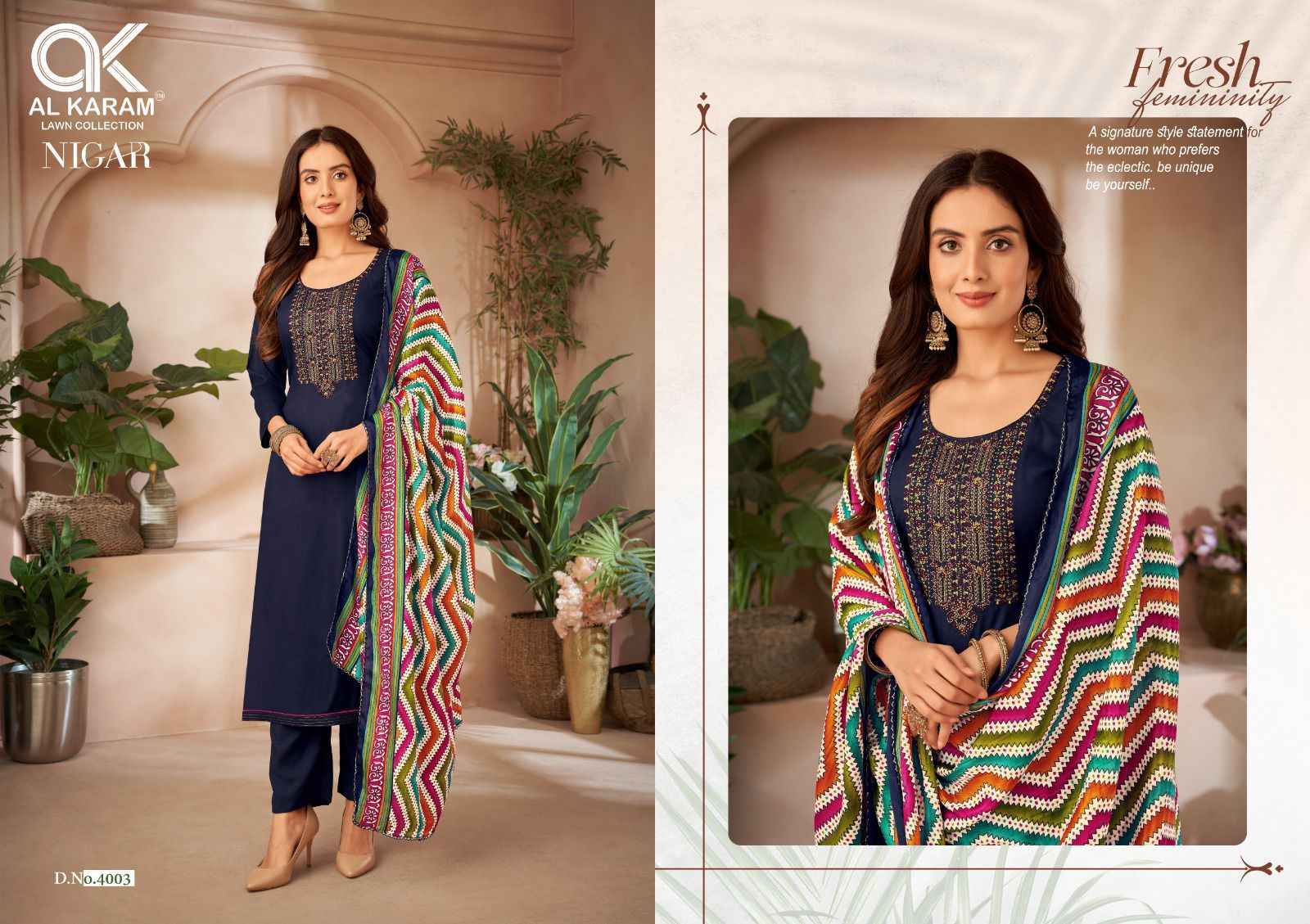 Al Karam Nigar Edition 4 Reyon Dress Material 6 pcs Catalogue