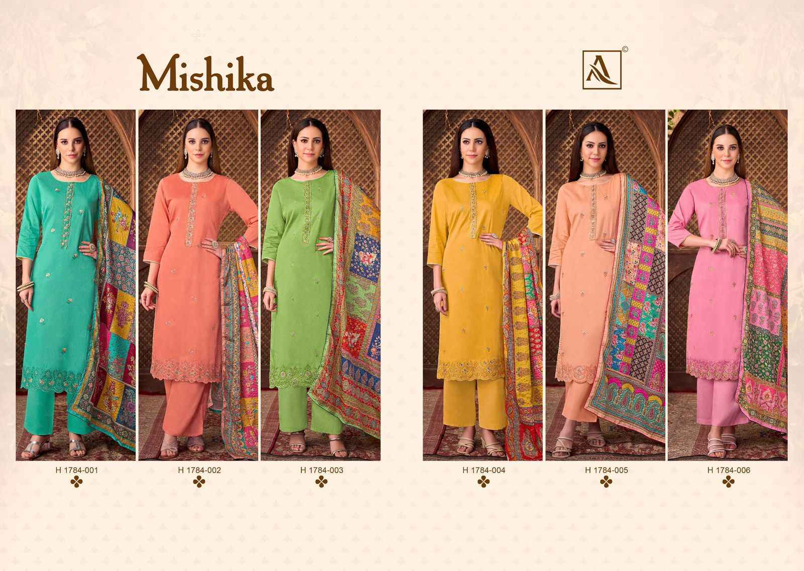 Alok Mishika Zam Cotton Dress Material 6 pcs Catalogue