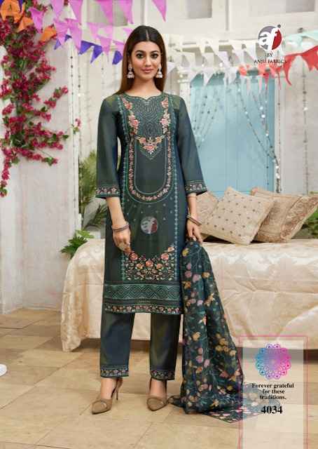 Anju Fabrics Sayara Vol 2 Shimmer Kurti Combo 5 pcs Catalogue