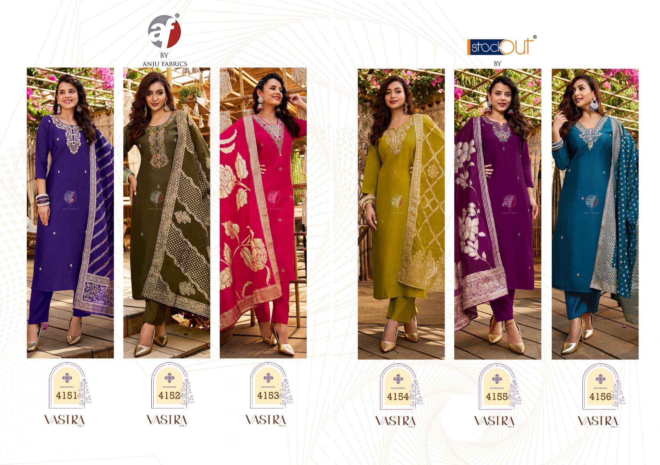 Anju Fabrics Vastra Vol 5 Readymade Silk Dress 6 pcs Catalogue