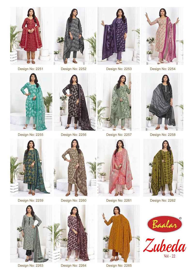 Baalar Zubeda Vol 22 Readymade Cotton Dress 15 pcs Catalogue