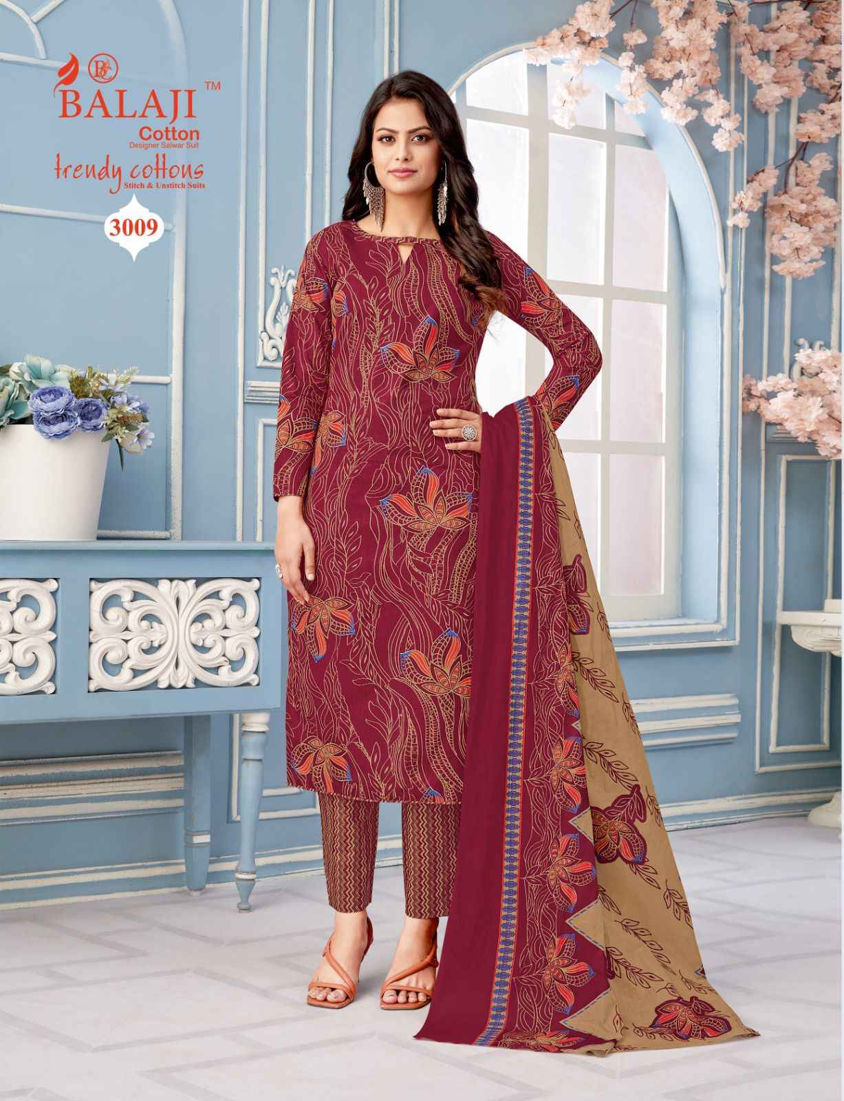 Balaji Trendy Cottons Vol 3 Cotton Dress Material 12 pcs Catalogue