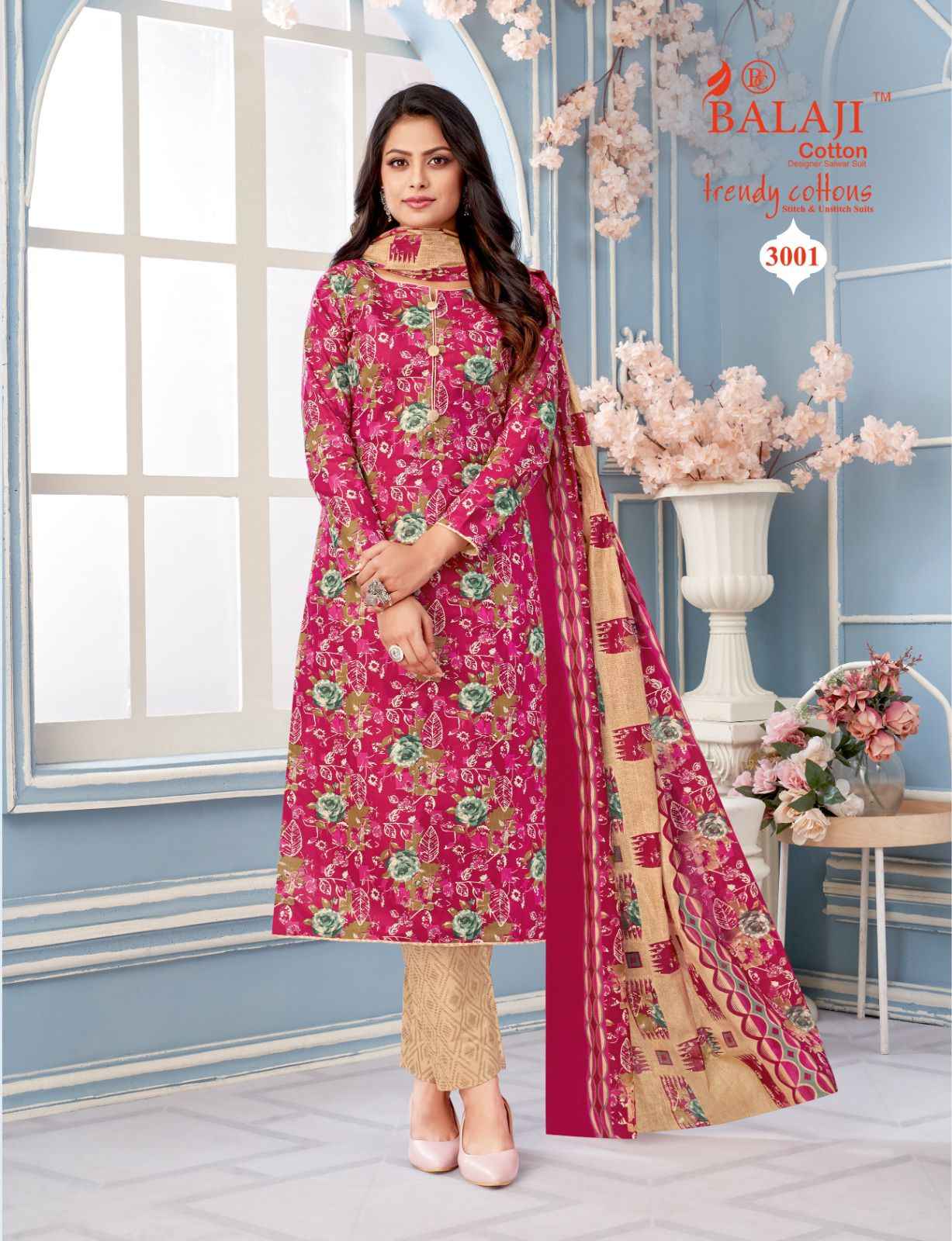 Balaji Trendy Cottons Vol 3 Cotton Dress Material 12 pcs Catalogue