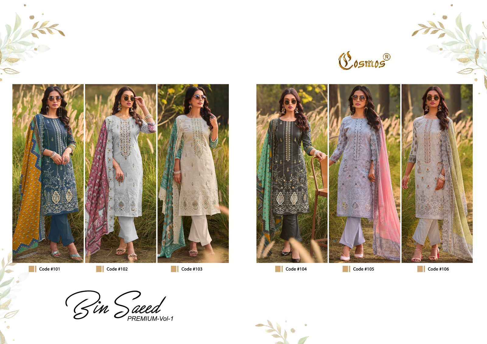 Cosmos Bin Saeed Premium Vol 1 Cotton Dress Material 6 pcs Catalogue