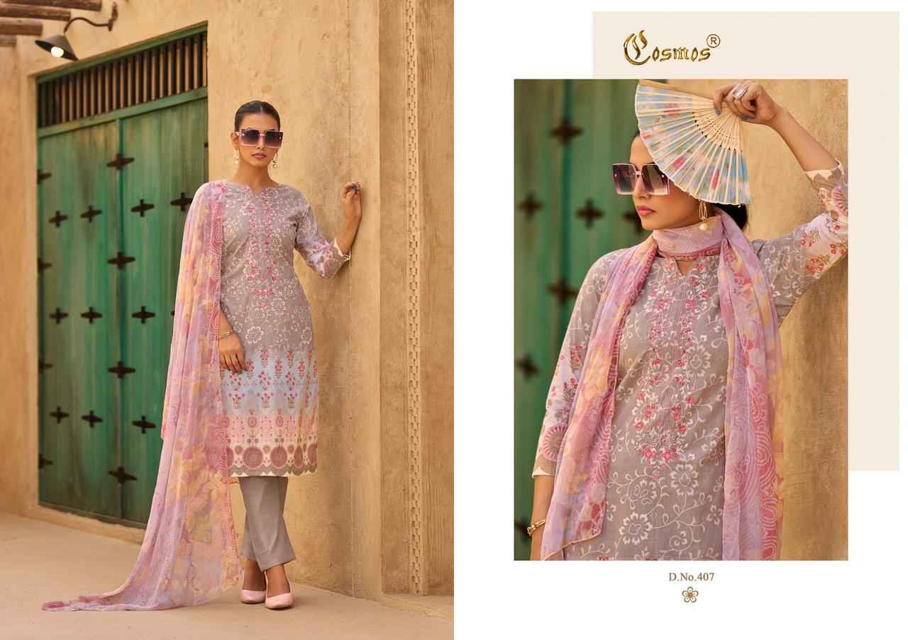 Cosmos Elaf Lawn Cotton Dress Material 8 pcs Catalogue