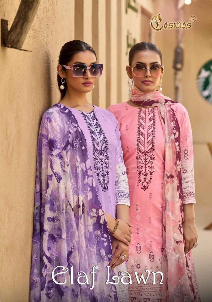 Cosmos Elaf Lawn Cotton Dress Material 8 pcs Catalogue