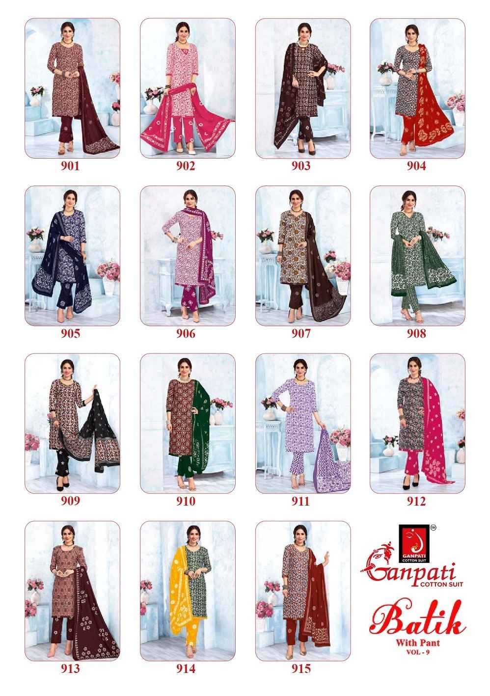 Ganpati Batik Vol 9 Readymade Cotton Dress 15 pcs Catalogue