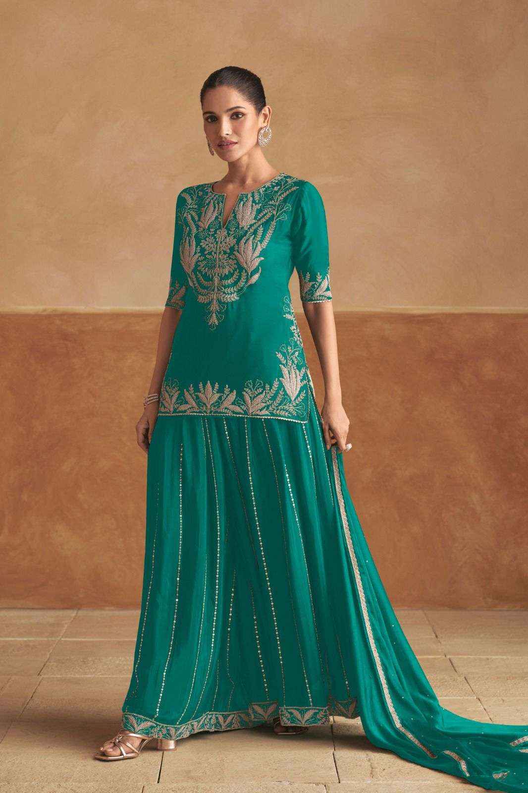 Gulkayra Designer Haniya Colour Readymade Chinon Dress Material 5 pcs Catalogue