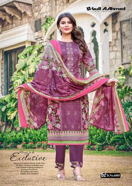 Gull Aahmed Bin Saeed Vol 6 Lawn Cotton Dress Material 6 pcs Catalogue