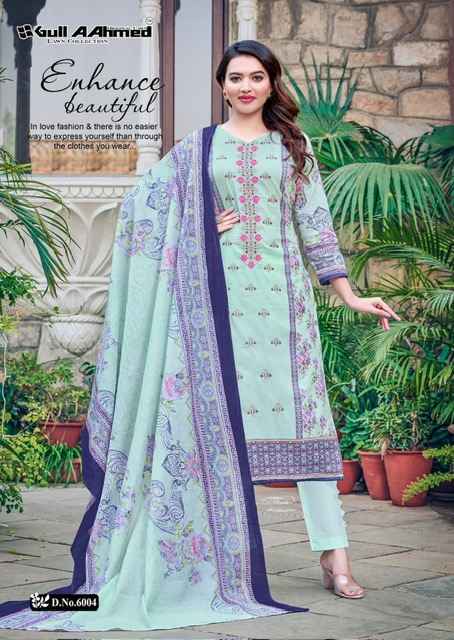 Gull Aahmed Bin Saeed Vol 6 Lawn Cotton Dress Material 6 pcs Catalogue