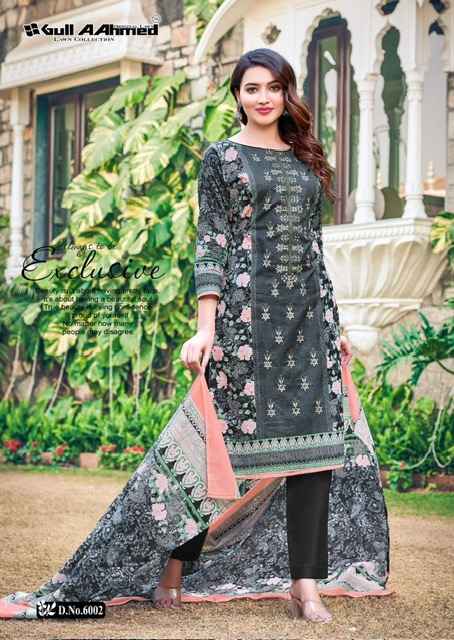 Gull Aahmed Bin Saeed Vol 6 Lawn Cotton Dress Material 6 pcs Catalogue