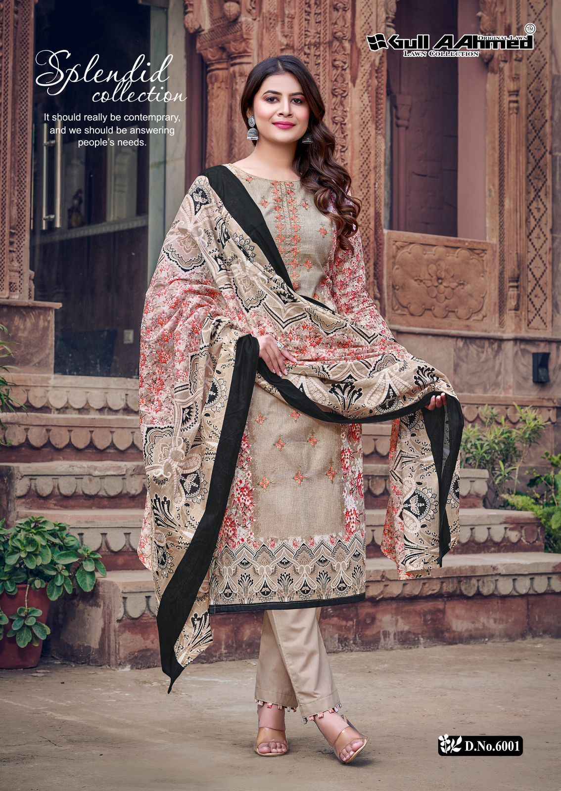Gull Aahmed Bin Saeed Vol 6 Lawn Cotton Dress Material 6 pcs Catalogue