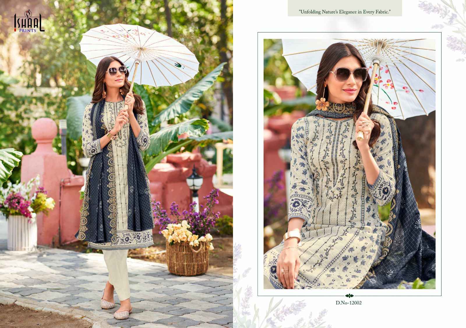Ishaal Embroidered Vol 12 Lawn Cotton Dress Material 10 pcs Catalogue