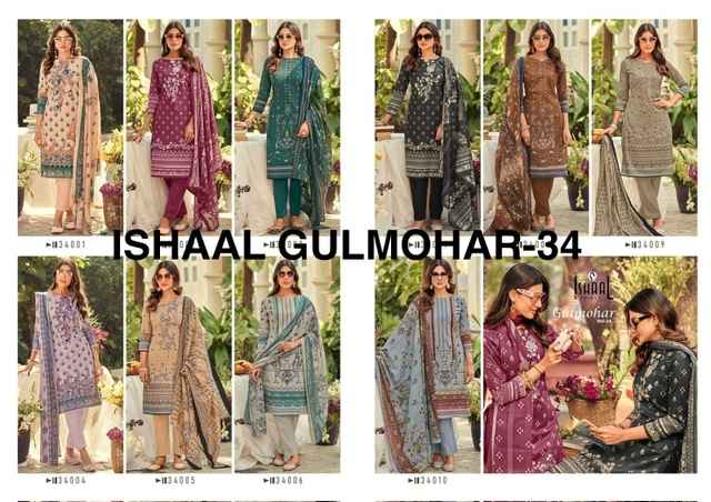 Ishaal Prints Gulmohar Vol 34 Lawn Dress Material 10 Pc Catalouge