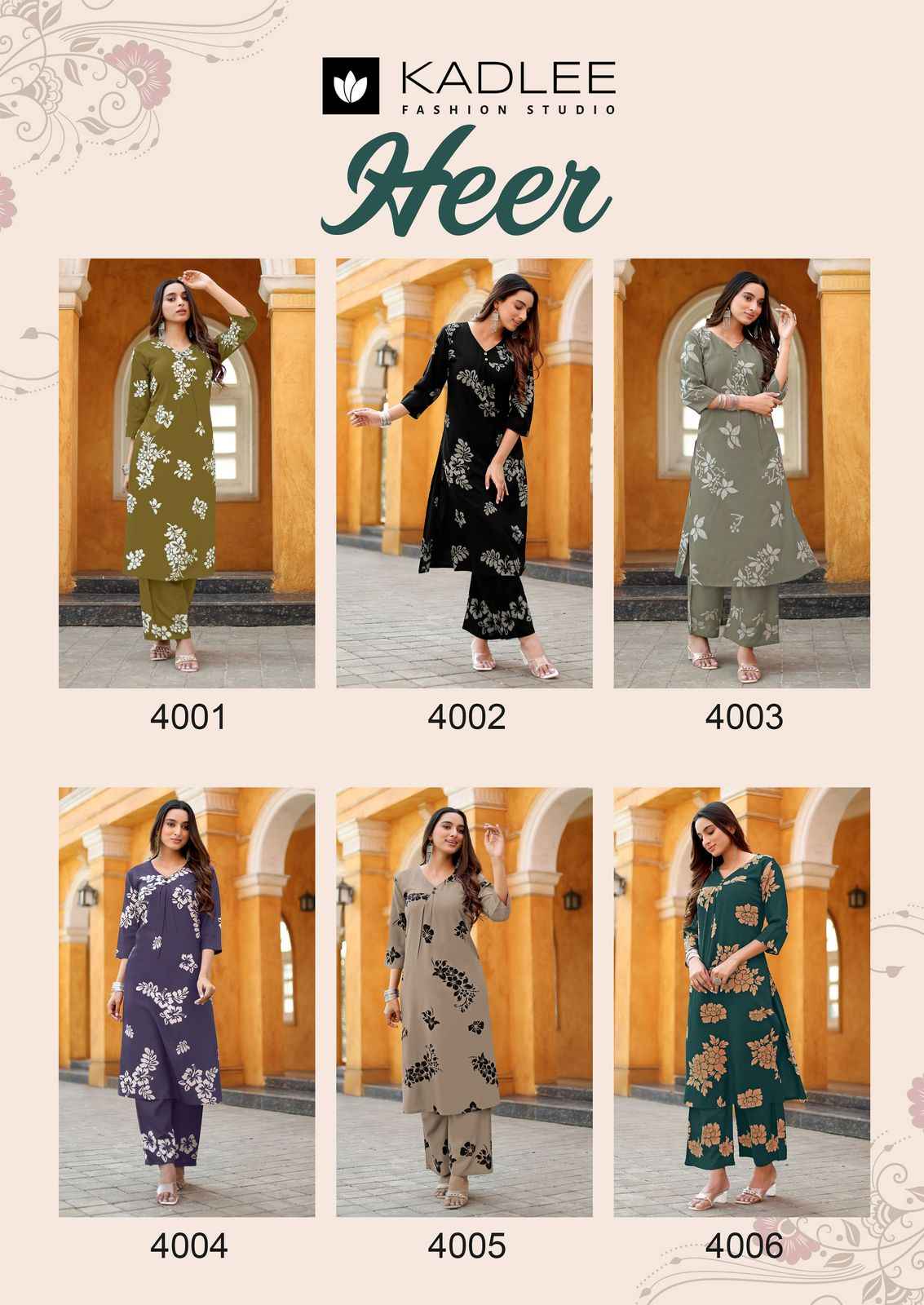 Kadlee Heer Rayon Kurti With Bottom 6 pcs Catalogue