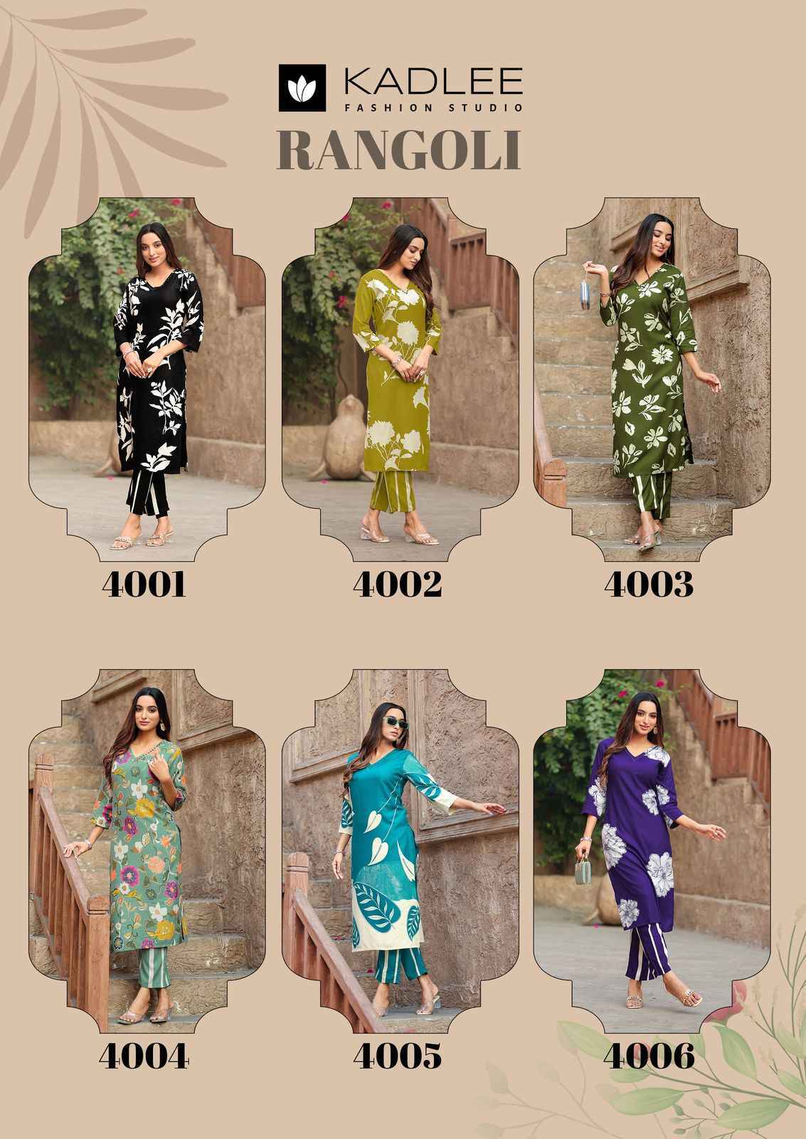 Kadlee Rangoli Rayon Kurti With Bottom 6 pcs Catalogue