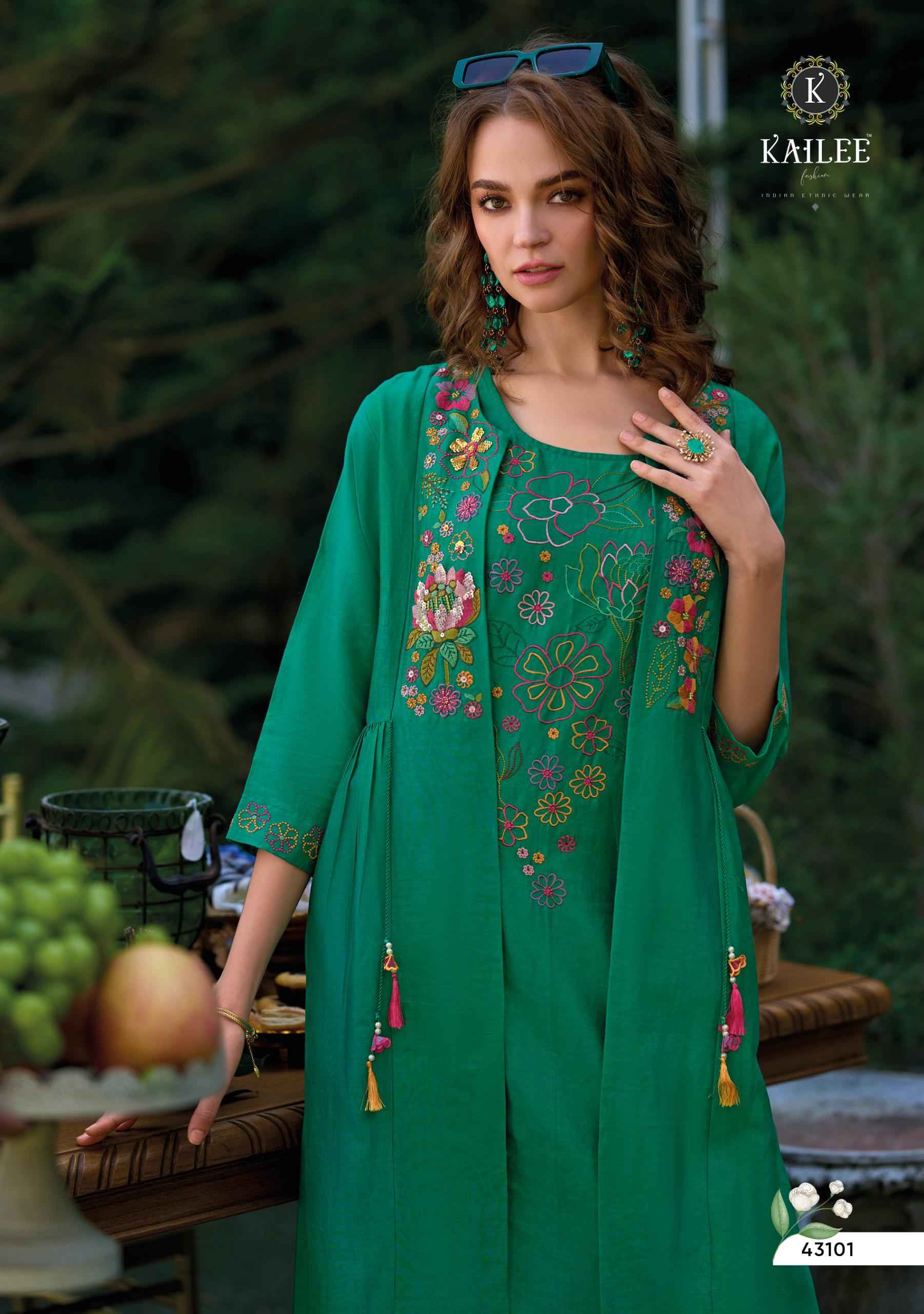Kailee Fashion Bloom Viscouse Kurti Combo 4 pcs Catalogue