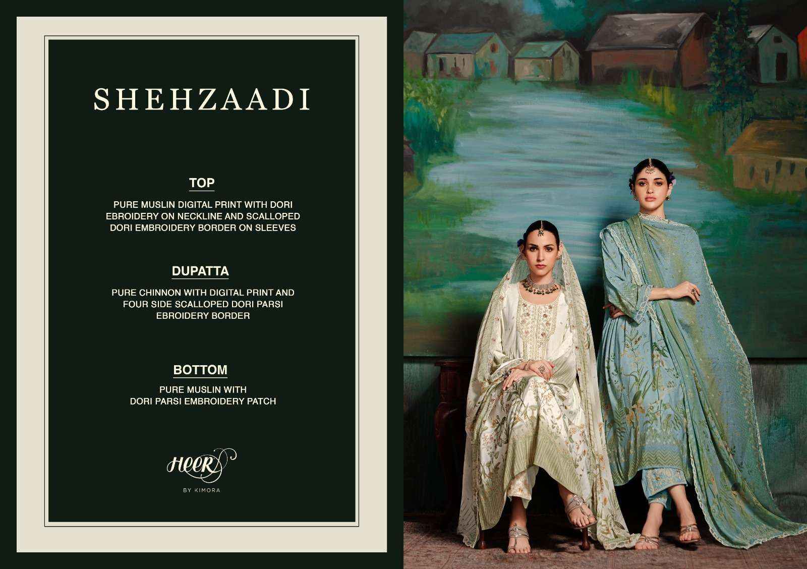 Kimora Heer Shehzaadi Musline Dress Material 6 pcs Catalogue