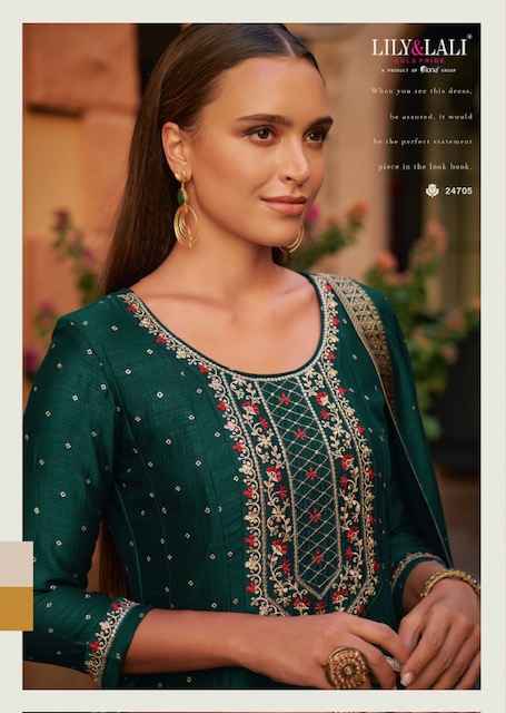 Lily & Lali Anarkali Vichitra Silk Kurti Combo 6 pcs Catalogue