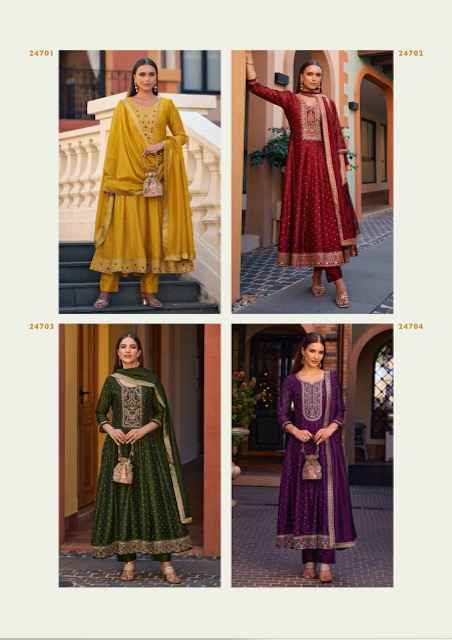 Lily & Lali Anarkali Vichitra Silk Kurti Combo 6 pcs Catalogue