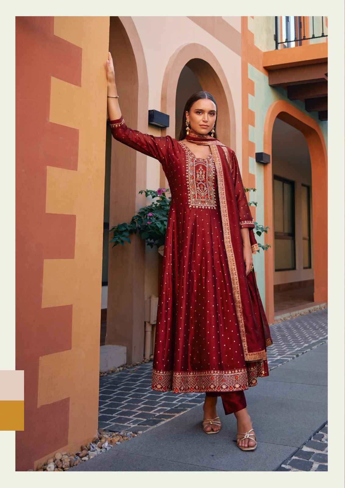 Lily & Lali Anarkali Vichitra Silk Kurti Combo 6 pcs Catalogue
