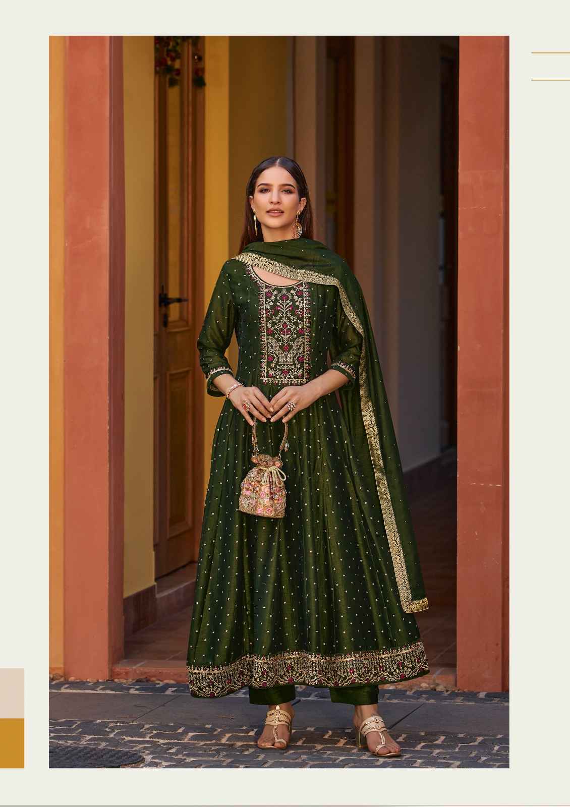 Lily & Lali Anarkali Vichitra Silk Kurti Combo 6 pcs Catalogue