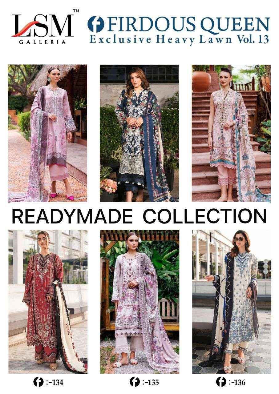 LSM Galleria Firdous Queen Lawn Vol 13 Readymade Lawn Cotton Dress 6 pcs Catalogue