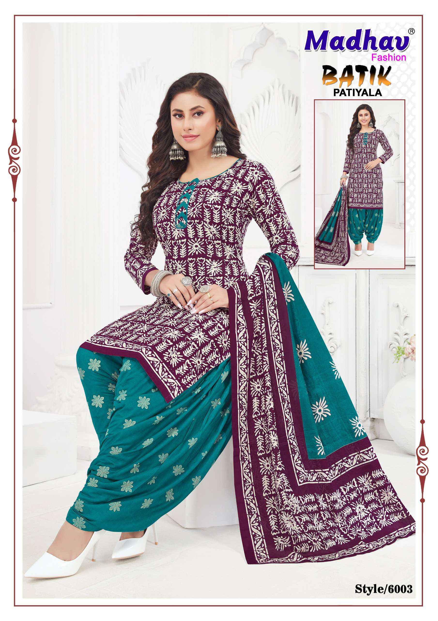 Madhav Fashion Batik Patiyala Vol 6 Cotton Dress Material 10 pcs Catalogue