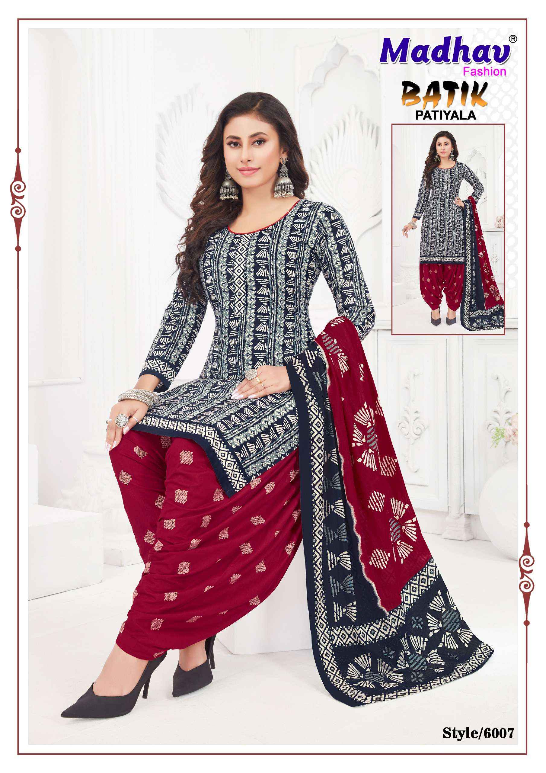 Madhav Fashion Batik Patiyala Vol 6 Cotton Dress Material 10 pcs Catalogue