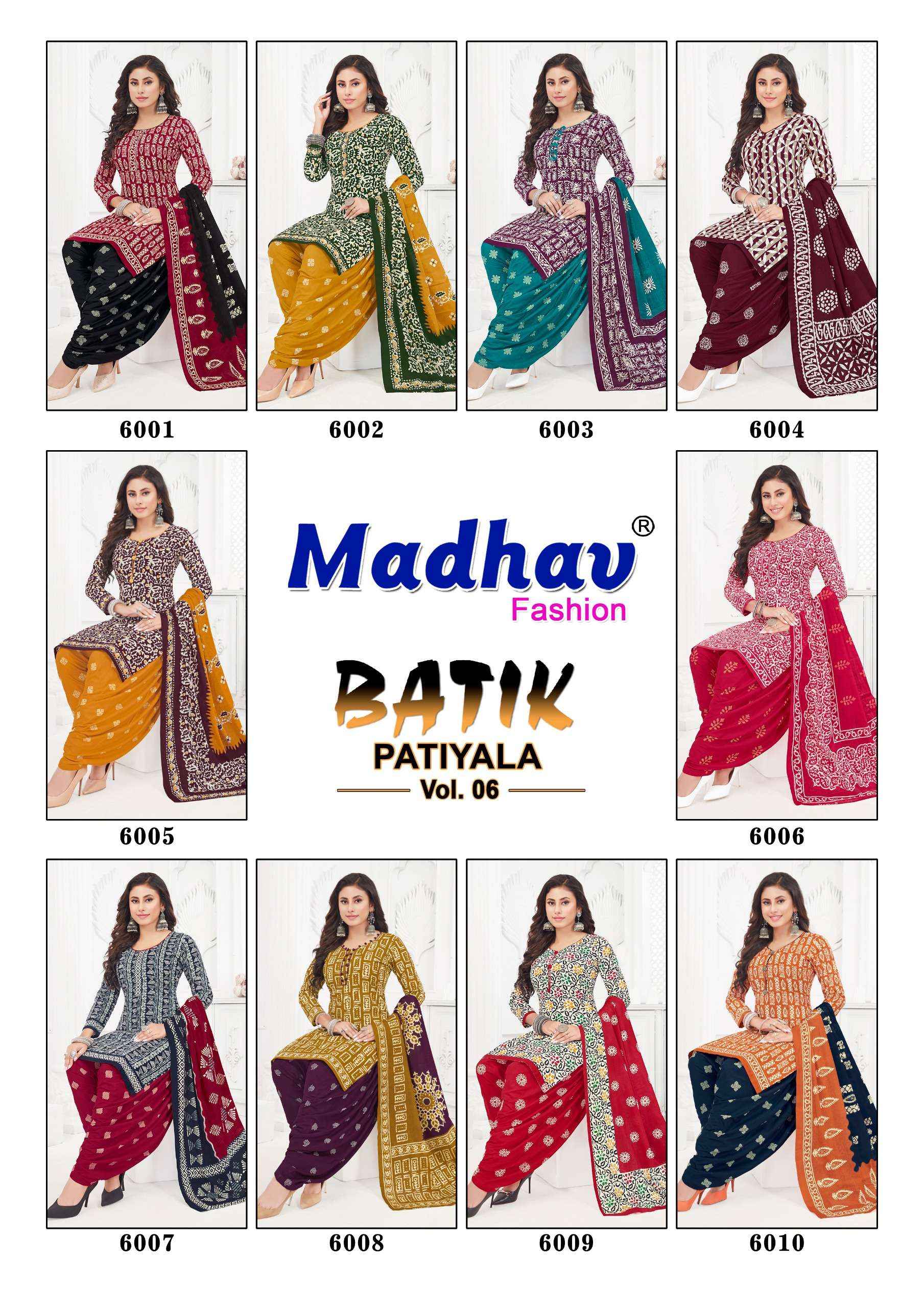 Madhav Fashion Batik Patiyala Vol 6 Cotton Dress Material 10 pcs Catalogue