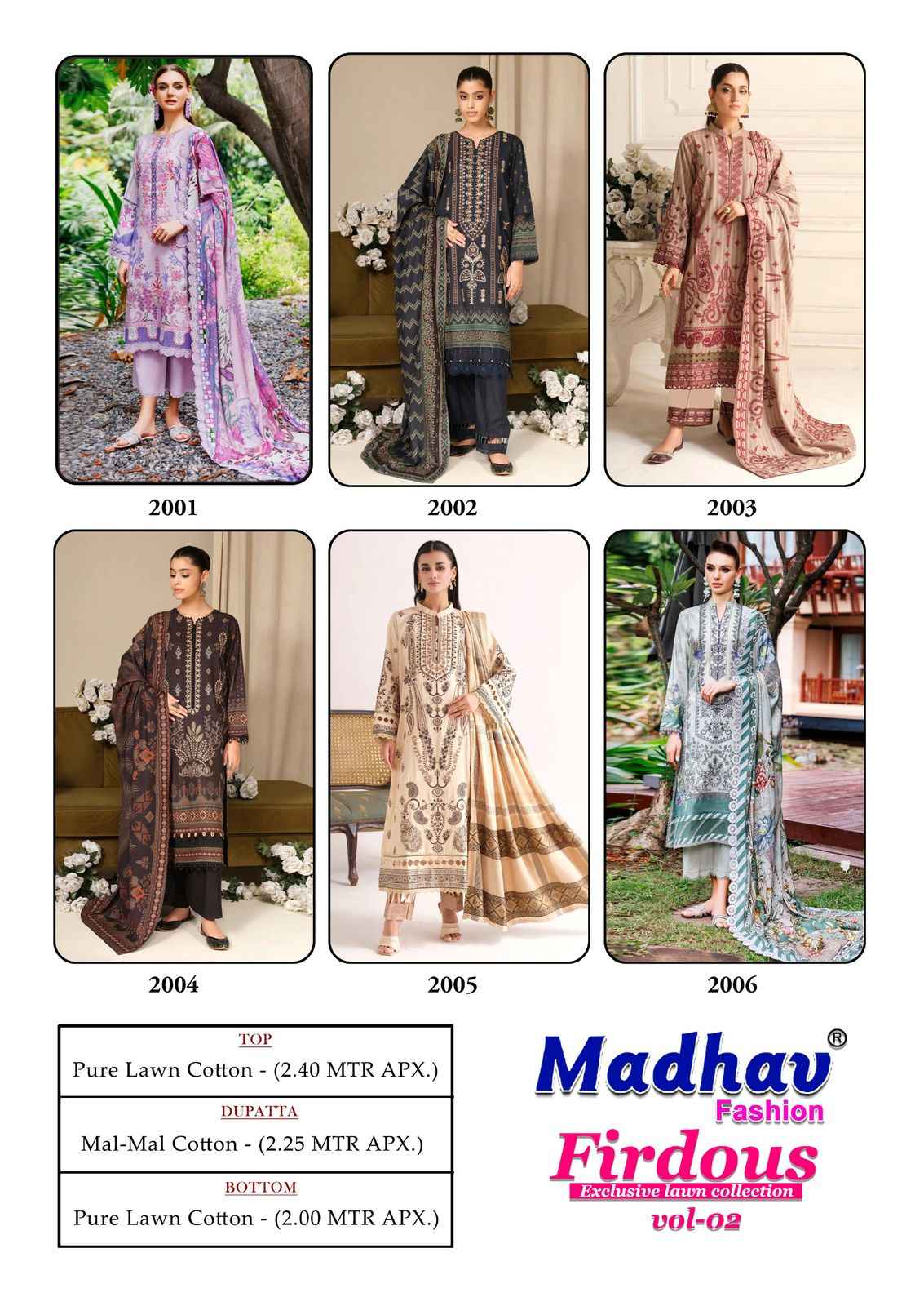 Madhav Fashion Firdous Vol 2 Cotton Dress Material 6 pcs Catalogue