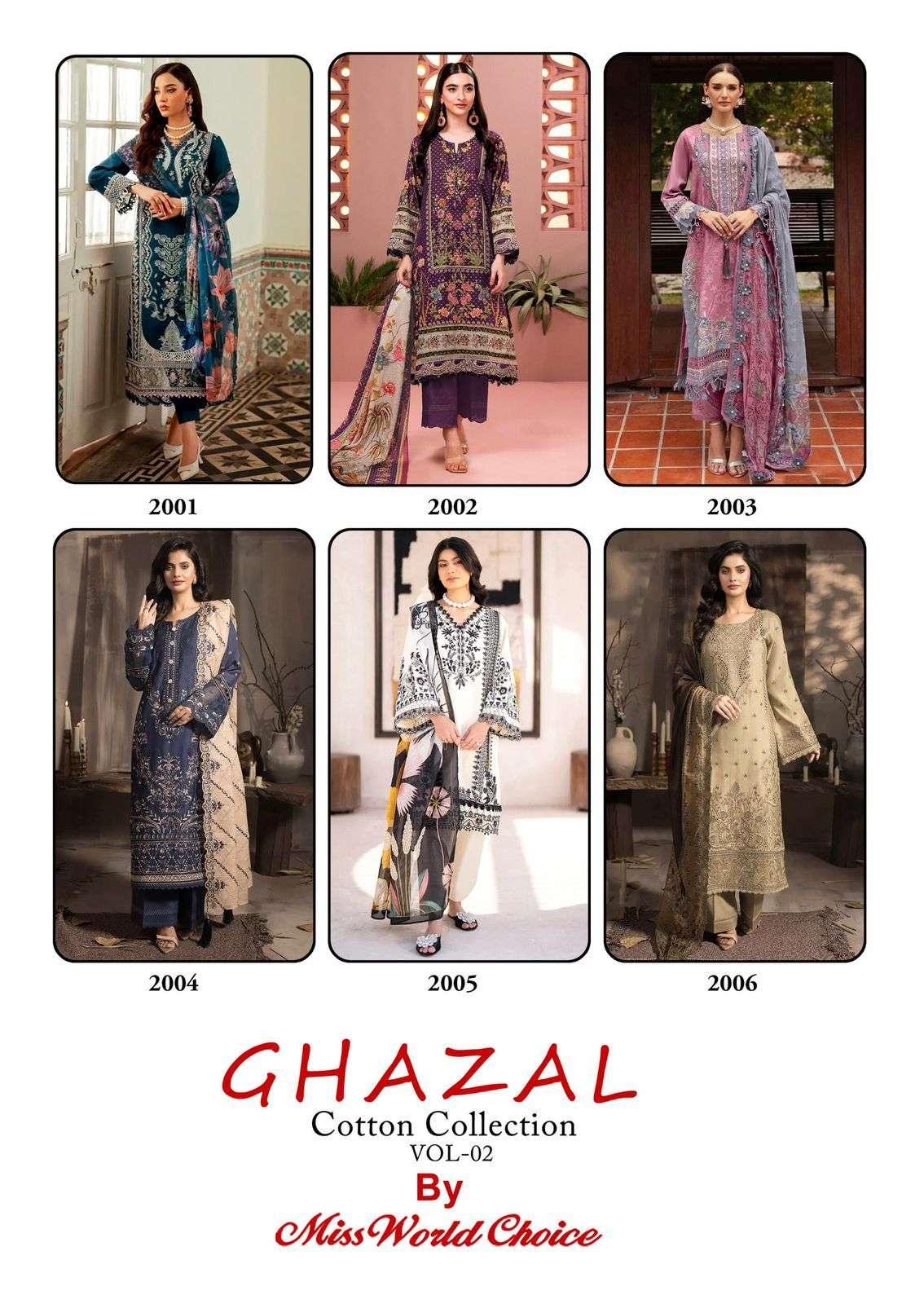 Miss World Choice Ghazal Vol 2 Cotton Dress Material 6 pcs Catalogue