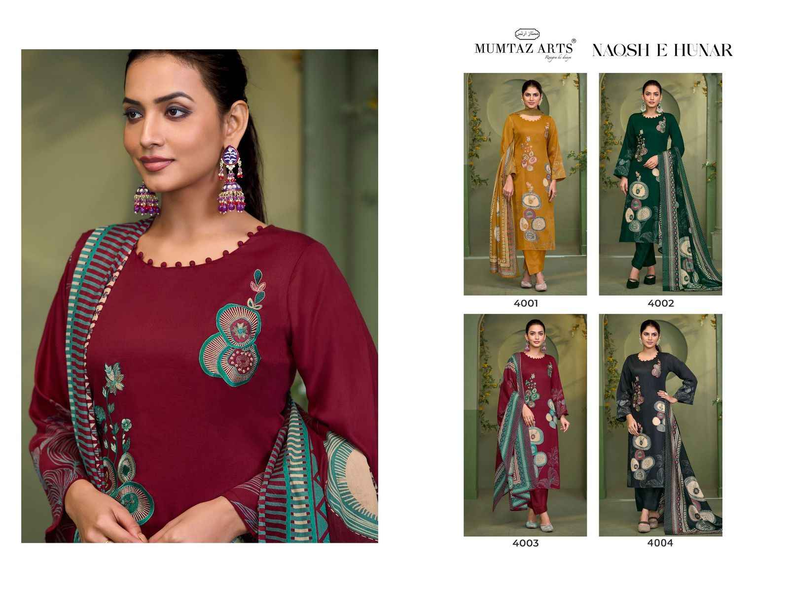 Mumtaz Arts Naqsh E Hunar Jam Silk Dress Material 4 pcs Catalogue