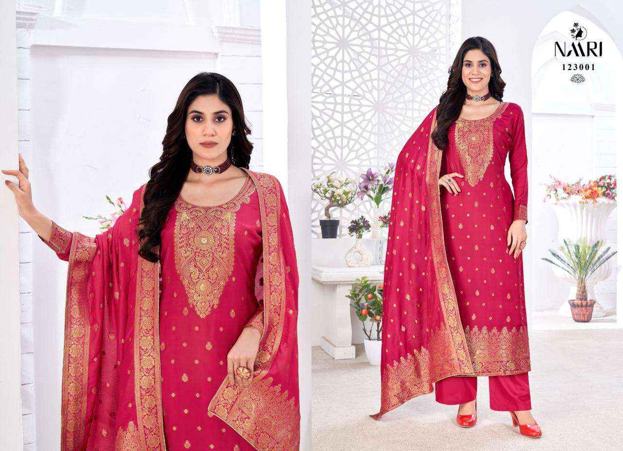 Naari Mannat Musline Jacquard Dress Material 4 pcs Catalogue
