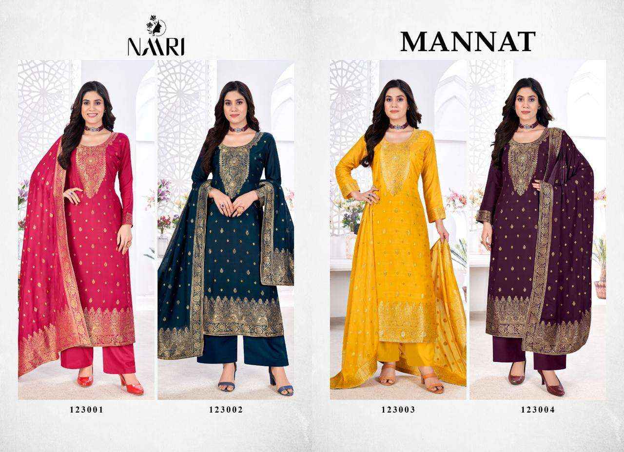 Naari Mannat Musline Jacquard Dress Material 4 pcs Catalogue