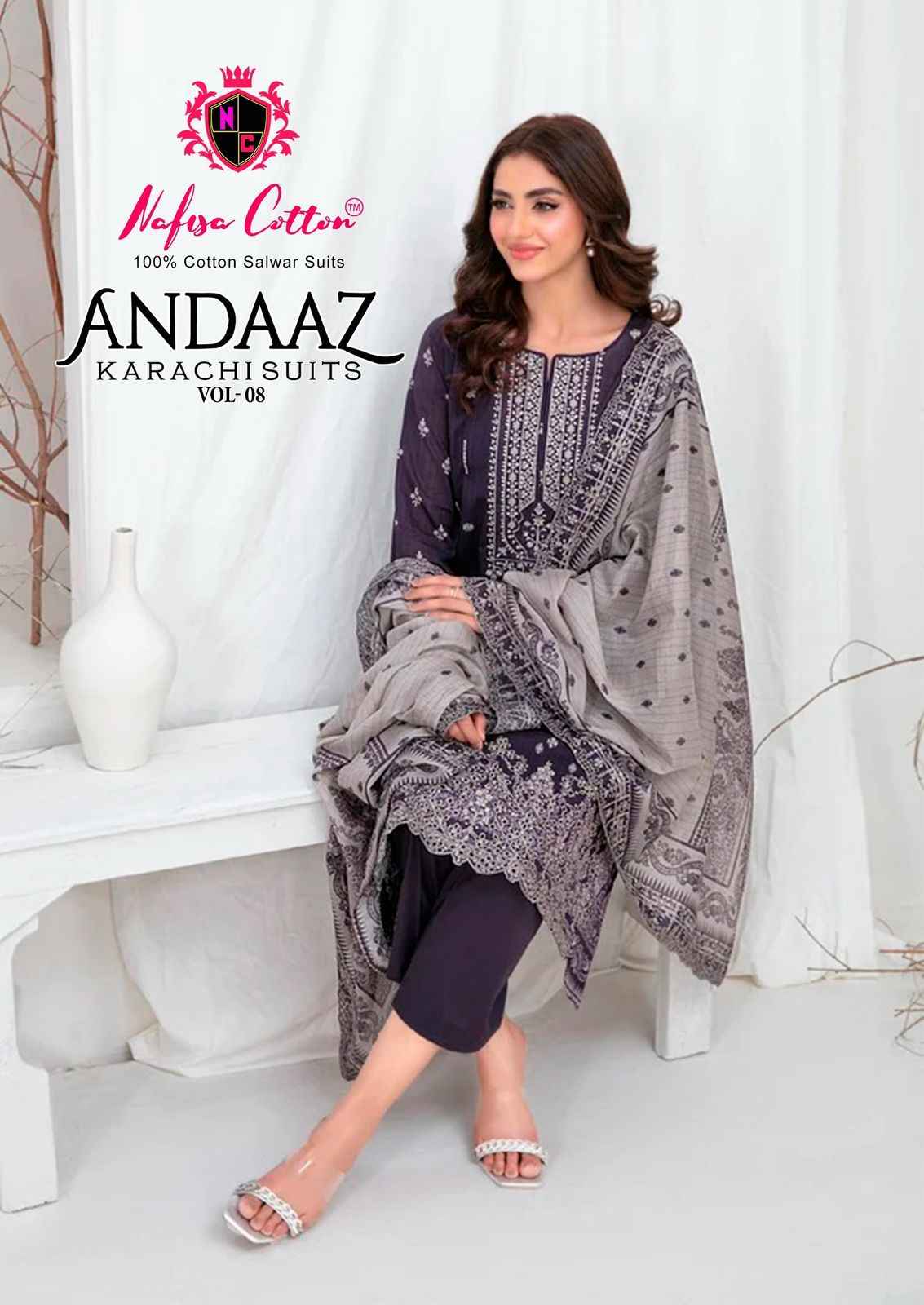 Nafisa Cotton Andaaz Karachi Suits Vol 8 Cotton Dress Material 6 pcs Catalogue