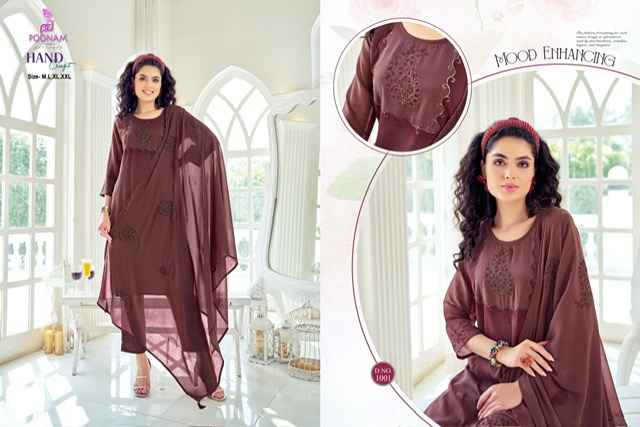 Poonam Designer Hand Craft Georgette Kurti Combo 4 pcs Catalogue