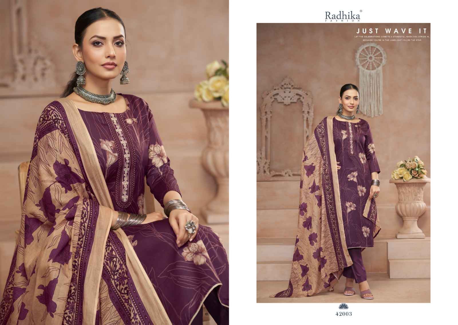 Radhika Fashion Azara Julie Cotton Dress Material 4 pcs Catalogue