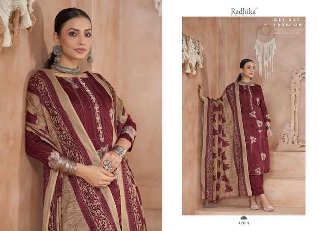 Radhika Fashion Azara Julie Cotton Dress Material 4 pcs Catalogue
