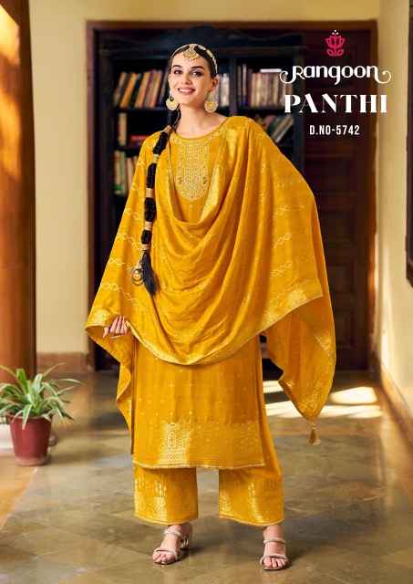 Rangoon Panthi Readymade Musline Dress 4 pcs Cataloge