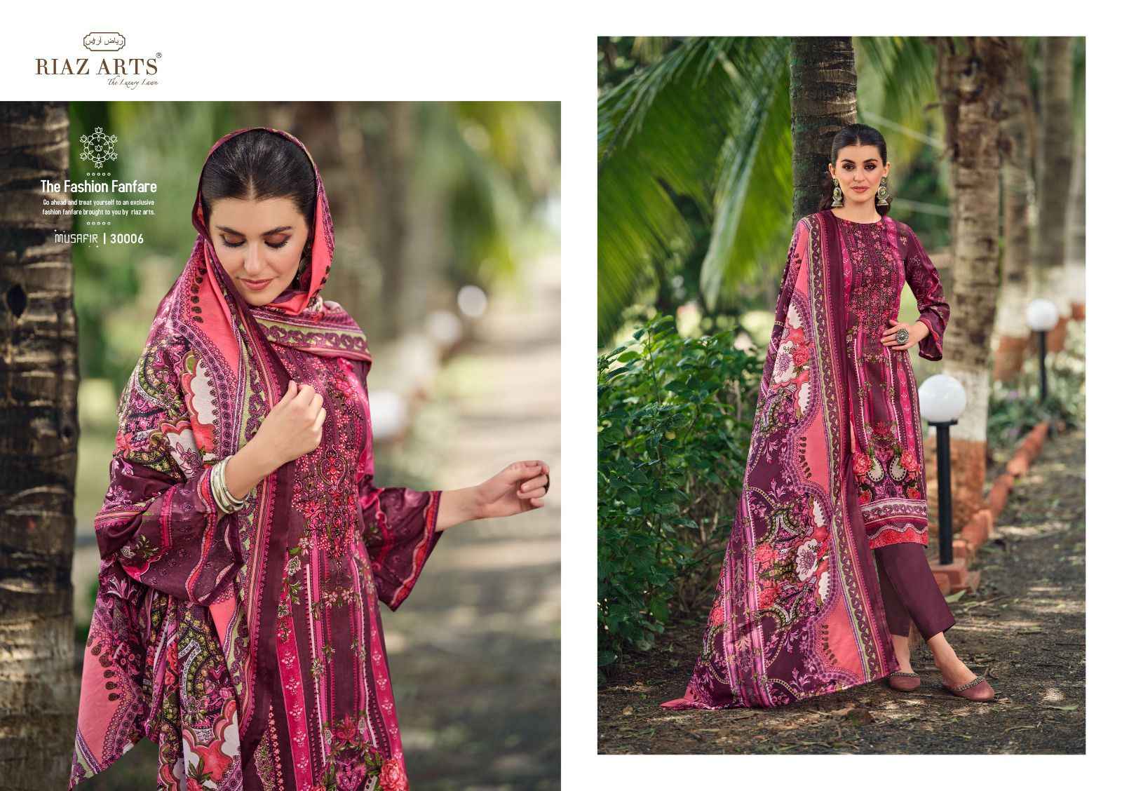 Riaz Arts Musafir Vol 19 Lawn Cotton Dress Material 8 pcs Catalogue