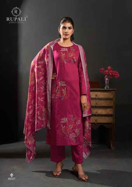 Rupali Fashion Floral Queen Jam Satin Dress Material 4 pcs Catalogue