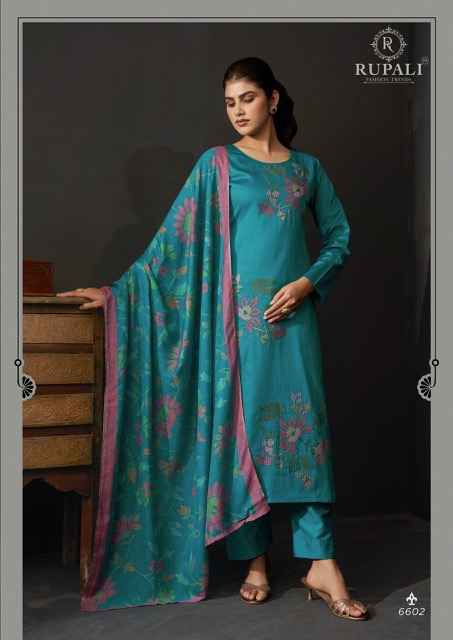 Rupali Fashion Floral Queen Jam Satin Dress Material 4 pcs Catalogue