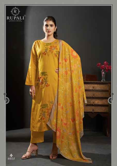 Rupali Fashion Floral Queen Jam Satin Dress Material 4 pcs Catalogue
