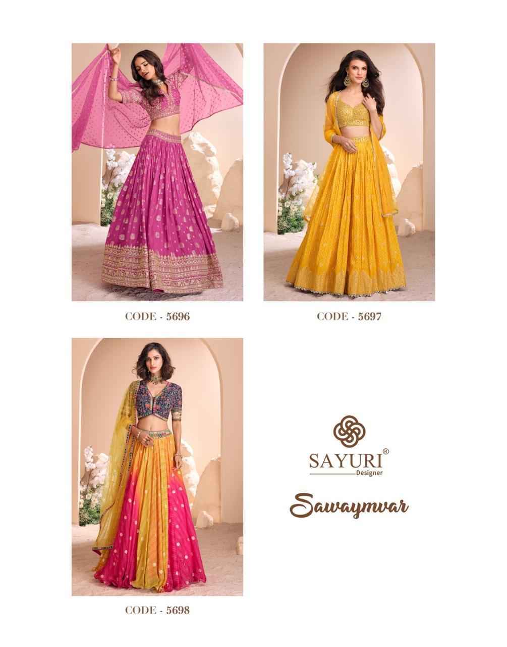 Sayuri Designer Sawaymvar Viscose Jacquard Lehenga Choli 3 pcs Catalogue