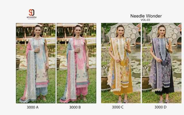 Shraddha Designer Needle Wonder Vol 3 Cotton Dress Material 4 pcs Catalogue