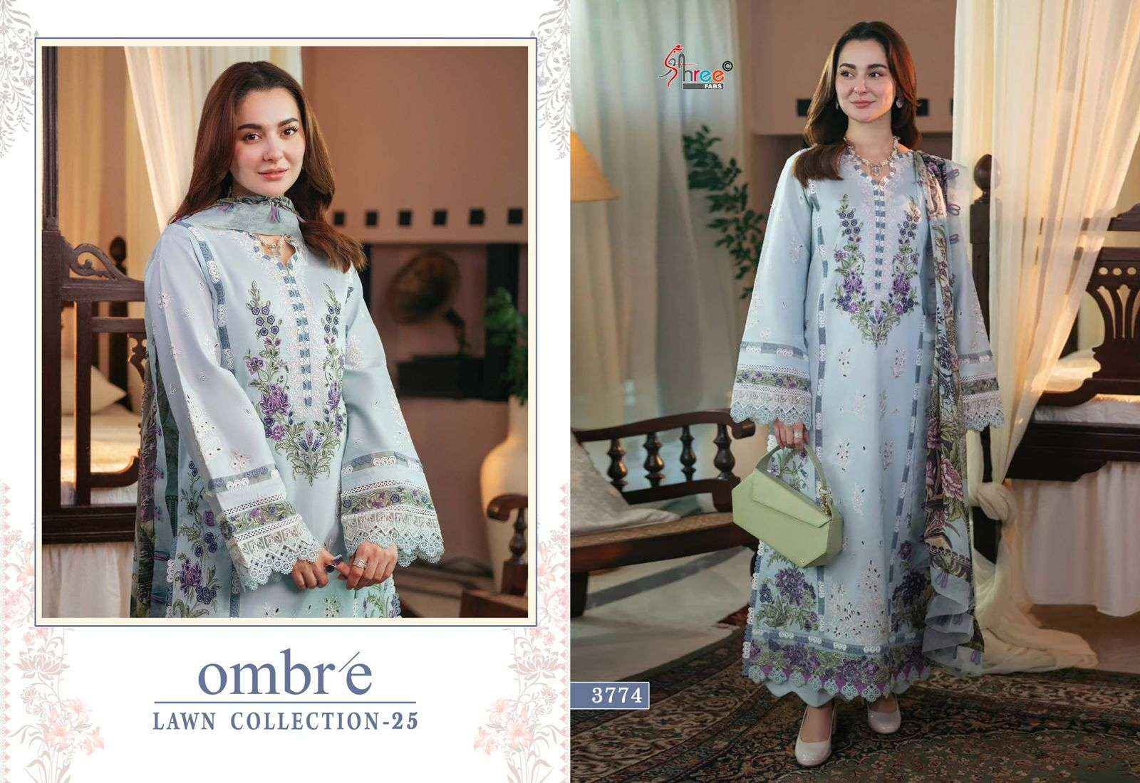 Shree Fabs Ombre Lawn Collection 25 Cotton Dress Material 6 pcs Catalogue