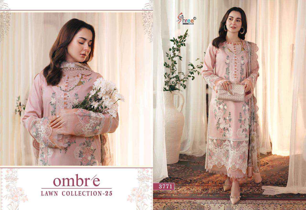 Shree Fabs Ombre Lawn Collection 25 Cotton Dress Material 6 pcs Catalogue