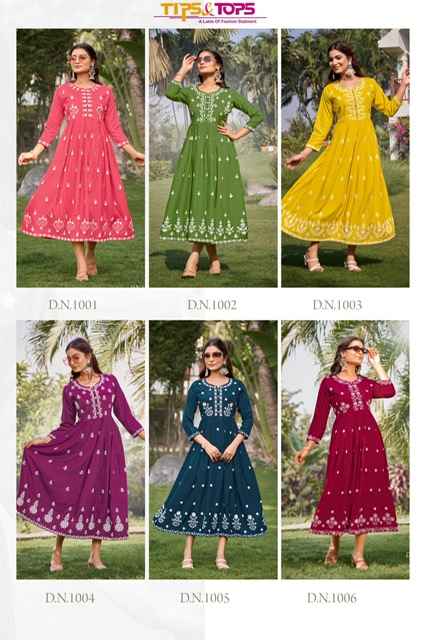 Tips & Tops Lakhnavi Vol 3 Rayon Gown 6 pcs Catalogue